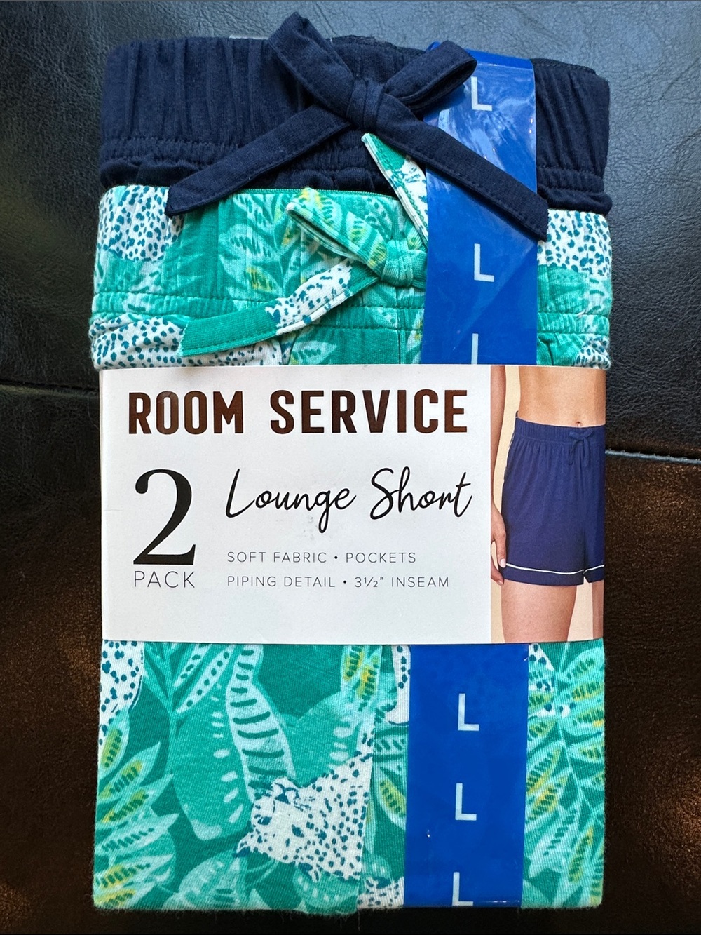 NWT Room Service Women Green & Navy Lounge Shorts 2 Pack Large Comfy Sleep